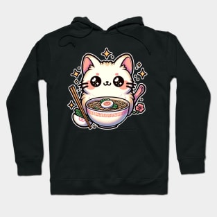 kawaii vintage style japanese ramen cat Hoodie